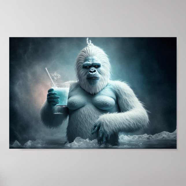 Poster Yeti boit un cocktail (Devant)