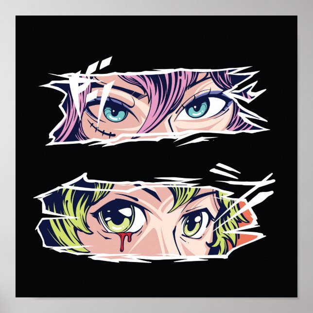 Poster Yeux d'anime doubles (Devant)