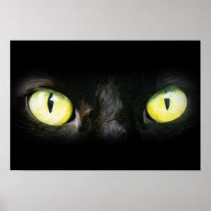 Poster Yeux de chat, tache noire et jaune