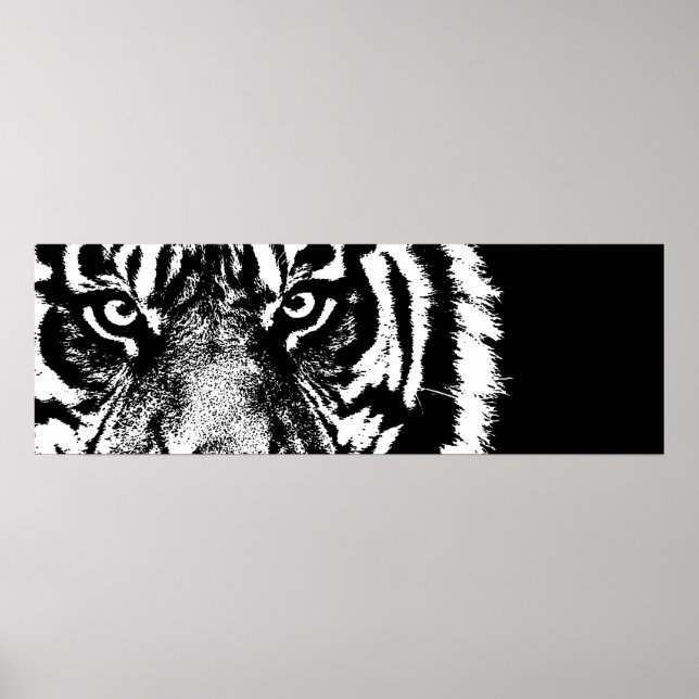 Poster Yeux de tigre de Sumatra noir et blanc (Devant)