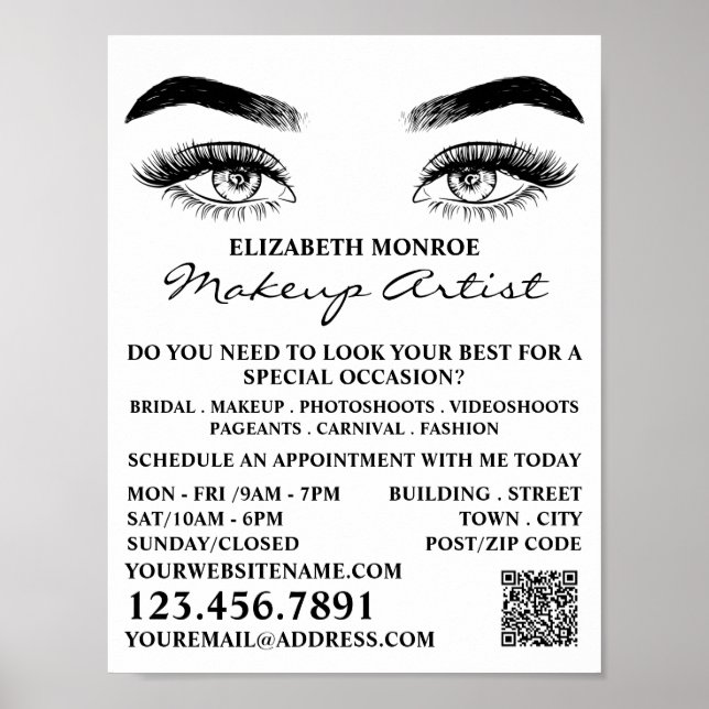 Poster Yeux esquissés, Maquillage Artiste Publicité (Devant)