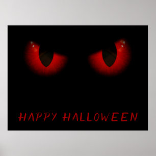 Poster Yeux rouge d'Halloween effrayant