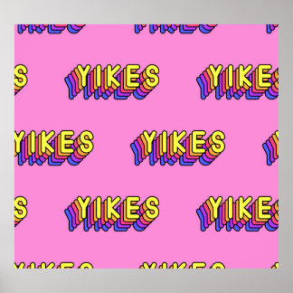 Poster Yikes Mots : Papier Peint Vintage Rose.