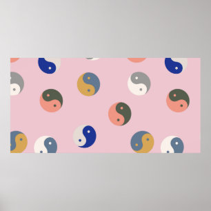 Poster Yin et yang motif sans faille, spirituel répétable
