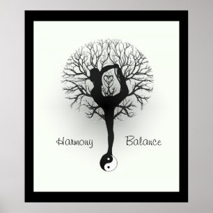 Poster Yin Yang, Arbre de Vie, Femmes, Yoga