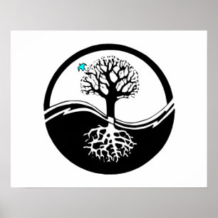 Poster Yin Yang Arbre De Vie Noir & Blanc