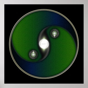 Poster Yin Yang bleu vert