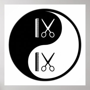 Poster Yin Yang coupant des cheveux
