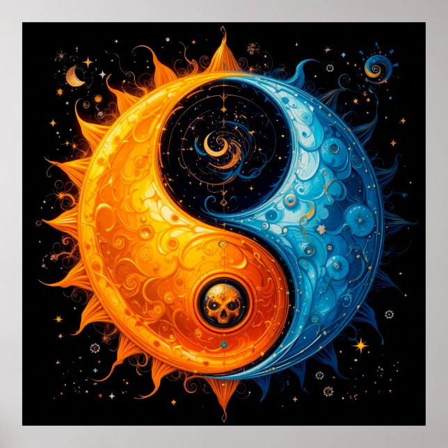 Poster Yin Yang Design représentant le soleil et la lune (Devant)