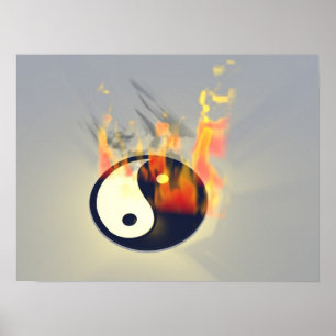 Poster Yin Yang en feu