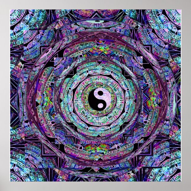 Poster Yin Yang Mandala Purple (Devant)