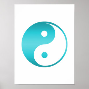Poster Yin Yang Modèle d'illustration bleu Turquoise