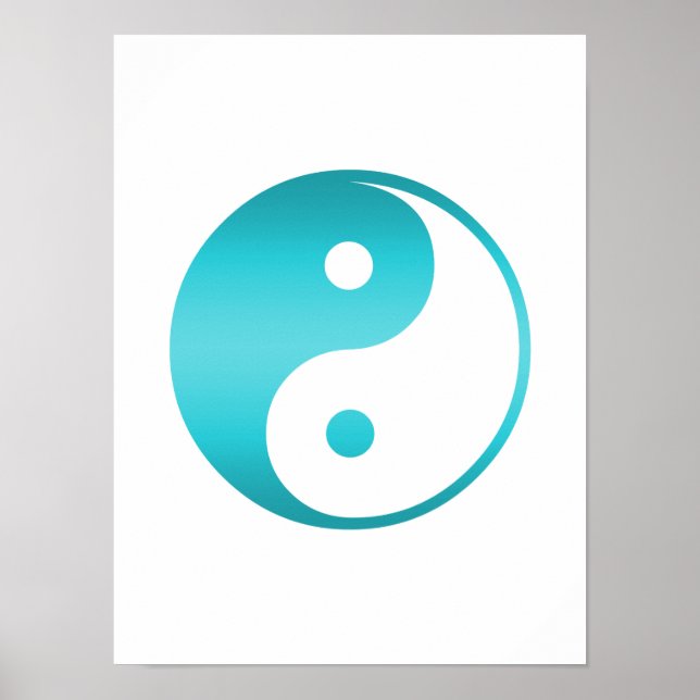 Poster Yin Yang Modèle d'illustration bleu Turquoise (Devant)