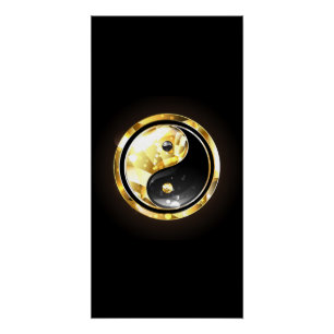 Poster Yin Yang or sur noir