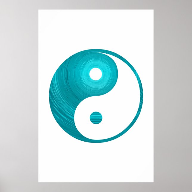 Poster Yin Yang Turquoise Blue Aqua Modèle de spirale Yin (Devant)