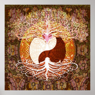 Poster Ying Yang Heart Tree of Life