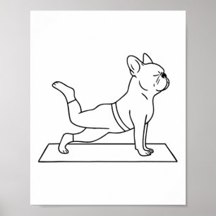 Poster Yoga Bulldog français drôle Frenchie