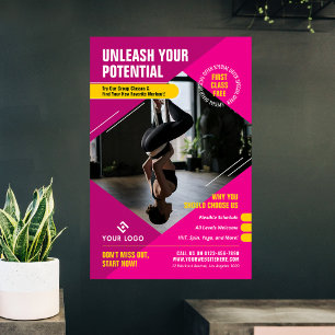 Poster Yoga Cours de gym Girl rose moderne photo marketin