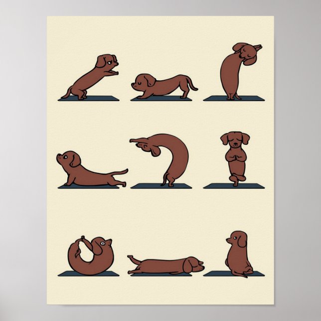 Poster Yoga de Dachshund | Un cadeau idéal pour les maman (Devant)