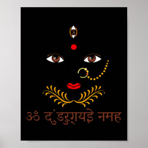 Poster Yoga de la déesse hindoue Durga avec mantra sanskr