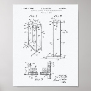 Poster Yoga Exercising 1968 Patent Art White Paper