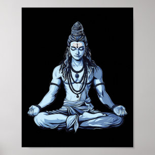 Poster Yoga inspiré de Shiva Mahadev en position assise p