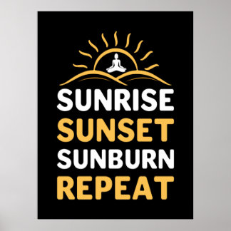 Poster Yoga Lover | Yoga Sunrise Sunset Sunburn Répéter