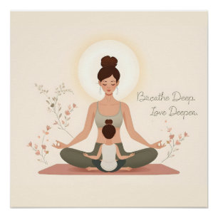 Poster Yoga Méditation Art Mère Enfant