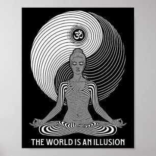 Poster Yoga Monde Illusion Yin Yang Zen Fille Méditation