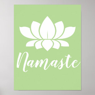 Poster Yoga Namaste Fleur de Lotus Blanc