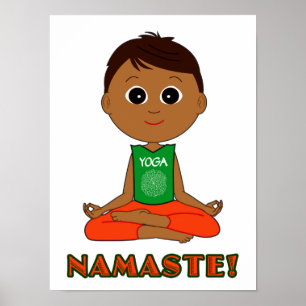 Poster Yoga Namaste with Boy
