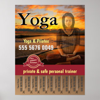 Poster Yoga Pilates Fitness Trainer Small Business Flyer