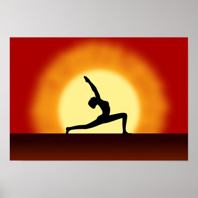 Poster Yoga Pose Silhouette Sunrise Paysage Imprimantes d (Devant)