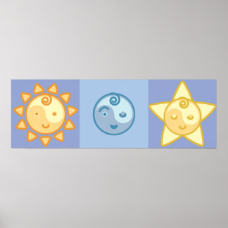 Poster Yoga Speak Baby : Le Soleil, la Lune et les étoile