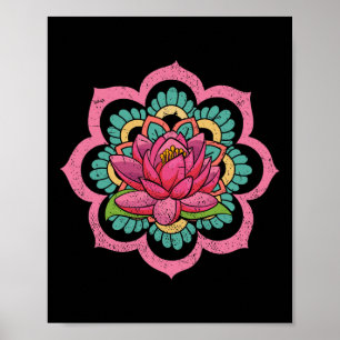 Poster Yoga Spirituel Bohème Fleur Floraison Pilates Lotu