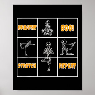 Poster Yoga squelette Halloween drôle respire Boo étireme