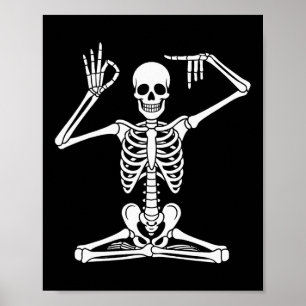 Poster Yoga Squelette Namaste 67 Meme Drôle Halloween Méd