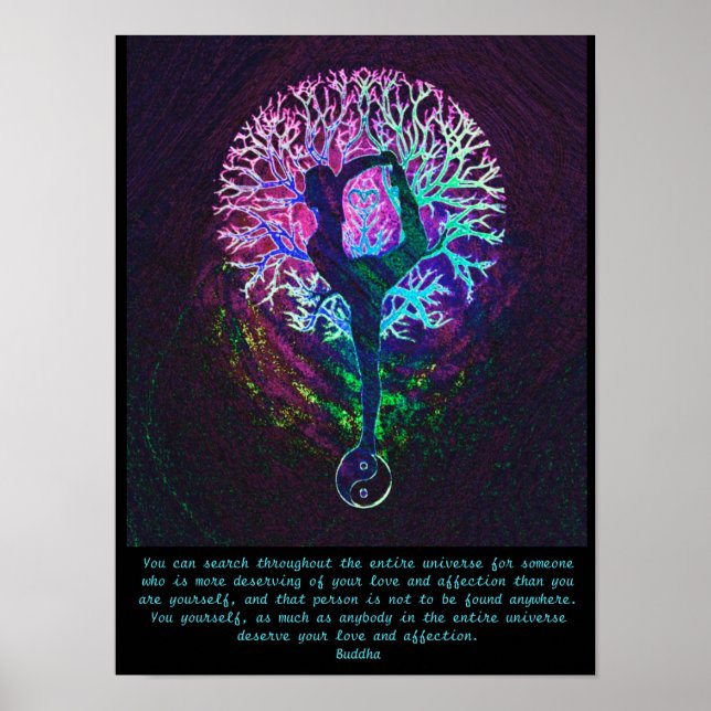 Poster Yoga Tree - Citation Bouddha (Devant)