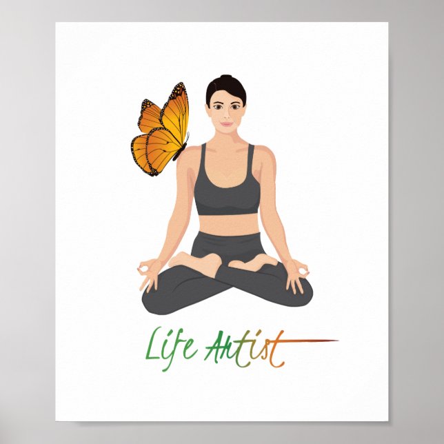 Poster Yoga Vie Artiste Slogan Papillon Inspirationnel (Devant)