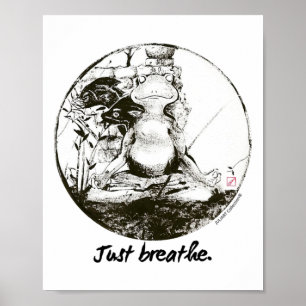 Poster Yoga Zen Grenouille Respiration Méditation Art Enc