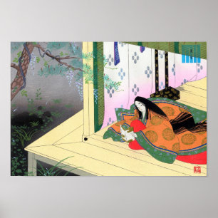 Poster Yomogyu Le Conte de Genji paysage femme japonaise