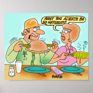 Poster Yooper Pasty Eater Using Sweet Corn Holders