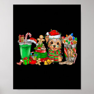 Poster Yorkie Chien de Noël Pyjamas Café Latte Mugs Xma