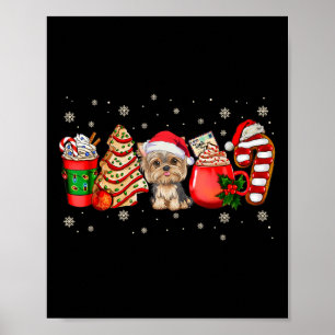 Poster Yorkie Chien de Noël Pyjamas Café Latte Mugs Xma