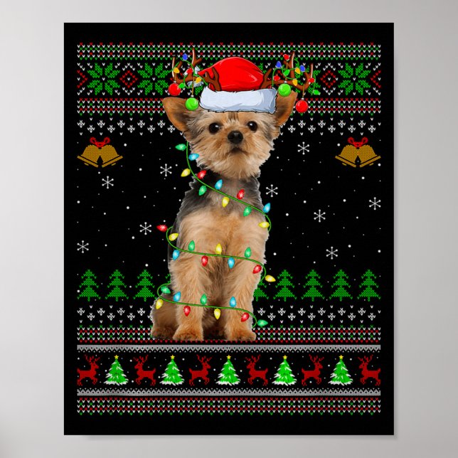 Poster Yorkie Dog Ugly Christmas Sweaters Holiday Santa X (Devant)
