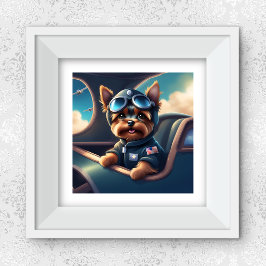 Poster Yorkie Volant Dans L'Avion AI Généré Chien Art Gén