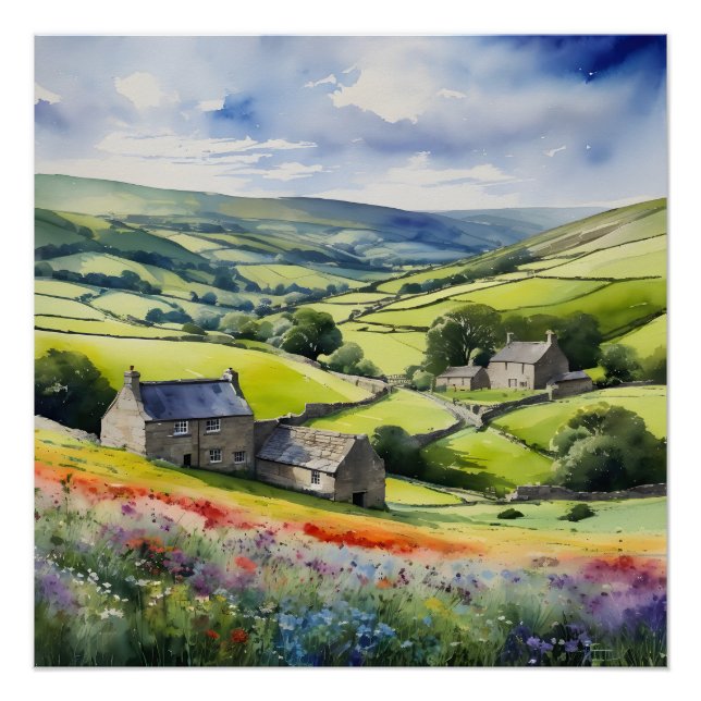Poster "Yorkshire Meadowsong" Paysage Yorkshire Dales (Devant)