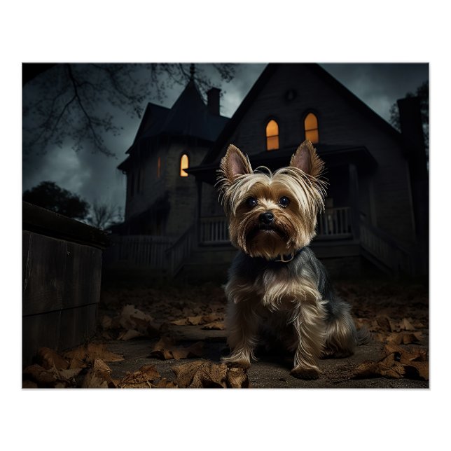 Poster Yorkshire Terrier Halloween Épouvantable (Devant)