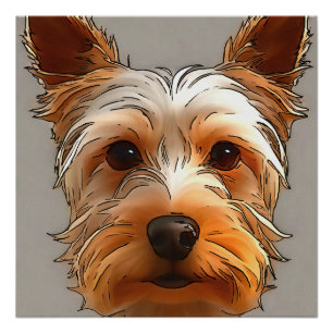 Poster Yorkshire Terrier Puppy Head Portrait