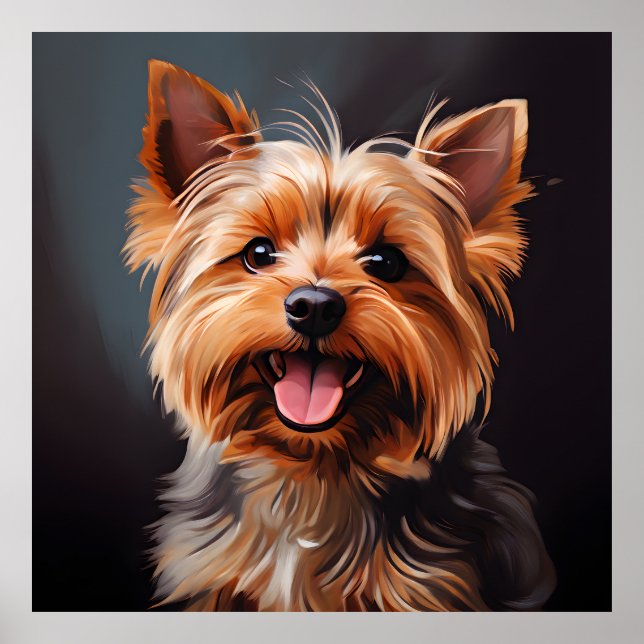 Poster Yorkshire Terrier Realisme Art Portrait (Devant)